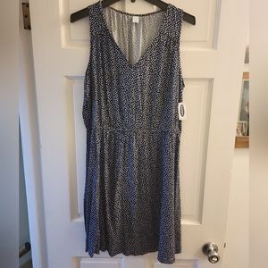 Old Navy Womens Navy with white polka dots Knee Length Dress Size Large